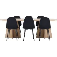 Ebuy24 Bootcut ensemble pour salle à manger table 115x230cm et 6 chaises velours naturel.