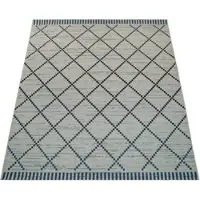 Paco Home Tapis plat d'intérieur et d'extérieur à rayures géométriques et motif losanges, blanc, dimensions 120 x 170 cm