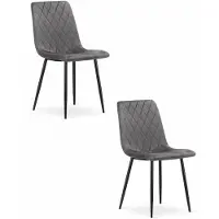 Leobert Chaise Valora TURIN Velours Gris Foncé x2 - Chaises en velours gris foncé, lot de 2