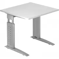 Hjh OFFICE PRO UNDA 8 S - 80 x 80, réglable en hauteur, blanc/argent