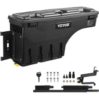 Vevor Boîte de Rangement pour Lit de Camion 34kg Noir Ramasseur Arrière Boîte à Outils pour Ranger 25L Remorque de Boîte de Stockage pour Améliorer l'Organisation de Votre Lit et Libérer de la Place