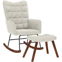 vidaXL Chaise à bascule avec tabouret en velours crème