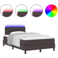 vidaXL Lit boxspring avec tête de lit brun foncé 120 x 200 cm Tissu