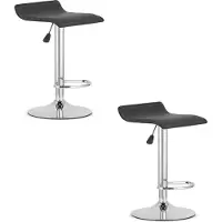 Leobert Tabouret De Bar - - Fort - Simili Cuir Noir/Base Chromée - Lot De 2