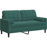vidaXL Canapé 2 places avec coussins décoratifs vert foncé 140 cm velours