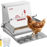 Vevor Mangeoire Automatique à Pédale pour Poules 18,14 kg Distributeur de Nourriture à Pédale pour Volailles