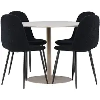 Ebuy24 Lycke ensemble pour salle à manger table Ø110cm et 4 chaises teddy beige.
