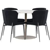 Ebuy24 Lycke ensemble pour salle à manger table Ø110cm et 4 chaises teddy beige.