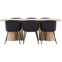 Ebuy24 Olivia ensemble pour salle à manger table 100x210cm et 6 chaises velours avec accoudoirs naturel.