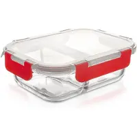 Orion Récipient alimentaire en verre avec couvercle et joint, divisé, 550 ml