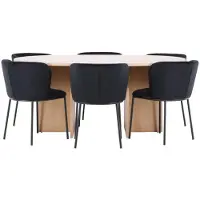 Ebuy24 Strada ensemble pour salle à manger table extensible Ø120cm, 170cm et 6 chaises whitewash, noir.
