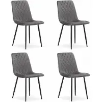 TEXTILOMANIE Chaise - - Turin - Velours Gris Foncé - 44,5 X 53 X 88,5 Cm - Lot De 4