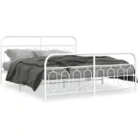 vidaXL Cadre de lit avec tête et pied de lit en métal blanc 183x213 cm