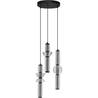 Lyora Suspension design Ulon Verre fumé à 3 lumières