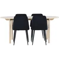 Ebuy24 Andy ensemble pour salle à manger table 90x180cm et 4 chaises velours whitewash.