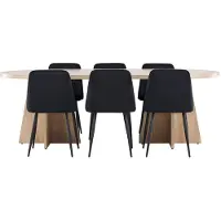 Ebuy24 Bootcut ensemble pour salle à manger table 115x230cm et 6 chaises velours naturel.