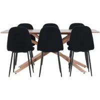 Ebuy24 Piazza ensemble pour salle à manger table 90x180cm et 6 chaises mocca, noir.