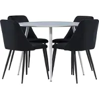 Ebuy24 Plaza ensemble pour salle à manger table Ø100cm et 4 chaises velours gris.