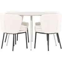 Ebuy24 Plaza ensemble pour salle à manger table Ø120cm et 4 chaises bouclé beige.