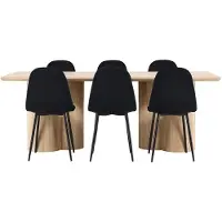 Ebuy24 Olivia ensemble pour salle à manger table 100x210cm et 6 chaises velours naturel.