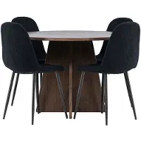 Ebuy24 Bootcut ensemble pour salle à manger table Ø110cm et 4 chaises teddy mocca.