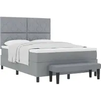 vidaXL Lit boxspring avec tête de lit gris clair 160 x 200 cm Tissu
