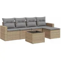 vidaXL Ensemble de salon de jardin 5 pièces avec coussins Beige Poly Rattan