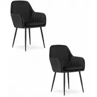 Leobert Chaise - - Lugo - Velours Noir/Pieds Noirs - 57,5 X 56,5 X 86,5 Cm - Lot De 2