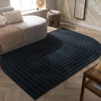 FRAAI Tapis de forme irrégulière - Lines Anthracite | 160x230 cm | Irréguliers | Pile haute