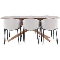 Ebuy24 Piazza ensemble pour salle à manger table 90x180cm et 6 chaises velours avec accoudoirs mocca.