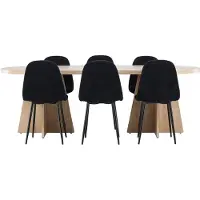 Ebuy24 Bootcut ensemble pour salle à manger table 115x230cm et 6 chaises teddy naturel.