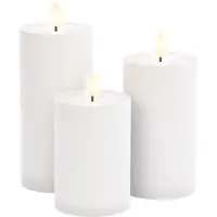 Goobay 64786 Lot de 3 bougies LED ''Outdoor'', blanc - Eclairage LED avec télécommande, pour l'intérieur et l'extérieur (IP44), blanc chaud (3000 K), fonctionne sur piles