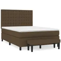 vidaXL Lit boxspring avec matelas Marron foncé 140x200 cm Tissu