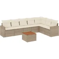vidaXL Ensemble de jardin canapé 8 pièces avec coussins Beige Poly Rattan
