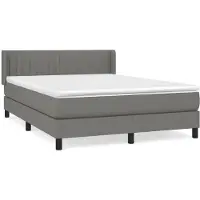 vidaXL Lit boxspring avec matelas gris foncé 140x200 cm Tissu