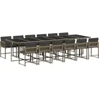 vidaXL Ensemble de jardin 13 pièces avec coussins Gris Poly rotin