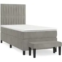 vidaXL Lit boxspring avec matelas gris clair 90x200 cm velours