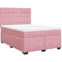 vidaXL Lit boxspring avec matelas rose 160x200 cm velours