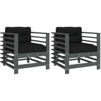 vidaXL Chaises de jardin et coussins lot de 2 gris bois de pin massif