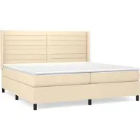 vidaXL Lit boxspring avec matelas Crème 200x200 cm Tissu