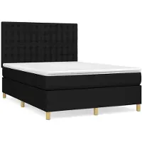 vidaXL Lit boxspring avec matelas noir 140x200 cm Tissu