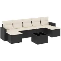 vidaXL Ensemble de jardin canapé 8 pièces avec coussins noir poly rotin