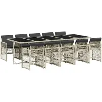vidaXL Salon de jardin 11 pièces avec coussins gris clair Poly rotin