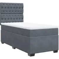 vidaXL Lit boxspring avec matelas gris foncé 90x200 cm velours