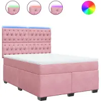 vidaXL Lit boxspring avec matelas rose 160x200 cm velours