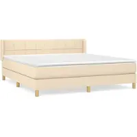 vidaXL Lit boxspring avec matelas Crème 160x200 cm Tissu