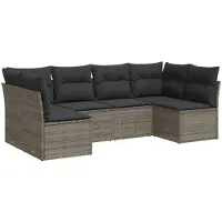 vidaXL Salon de jardin 6 pcs avec coussins gris résine tressée