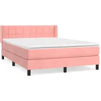 vidaXL Lit boxspring avec matelas rose 140x190 cm velours