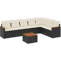 vidaXL Ensemble de jardin canapé 8 pièces avec coussins noir poly rotin