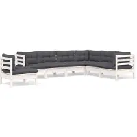 vidaXL Ensemble salon de jardin 7 pièces avec coussins blanc pin massif